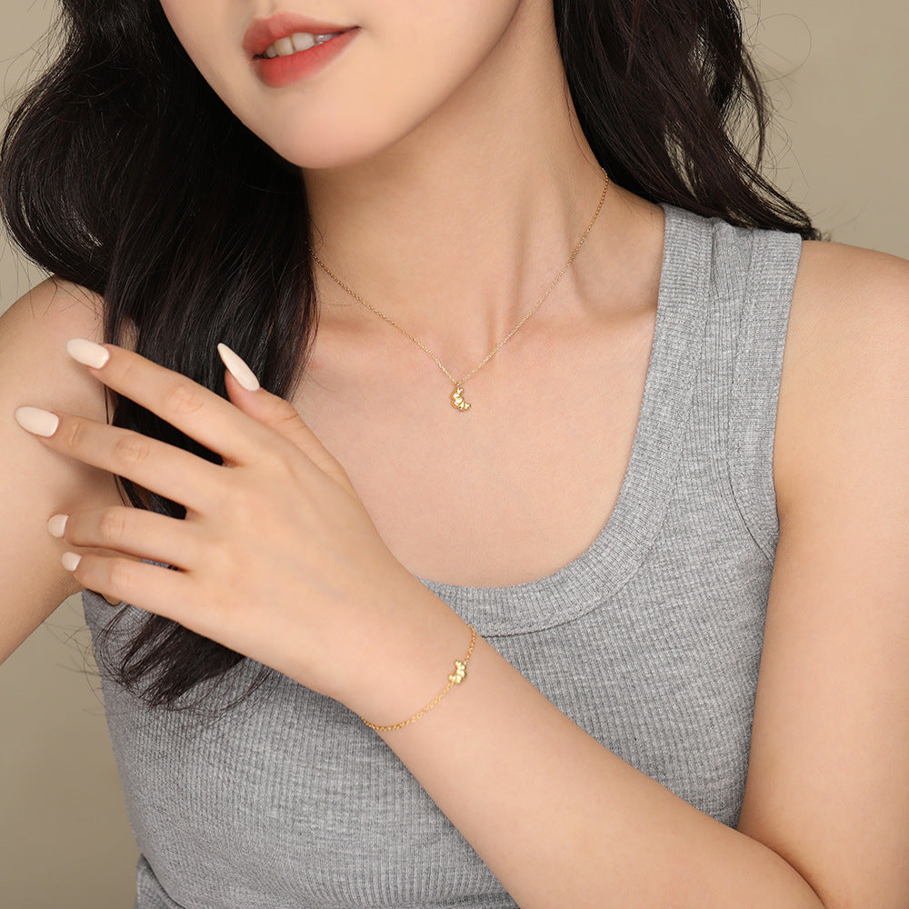 S925 Sterling Silver Croissant Necklace Set