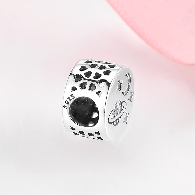 S925 Sterling Silver Star Moon Universe Bead Pendant