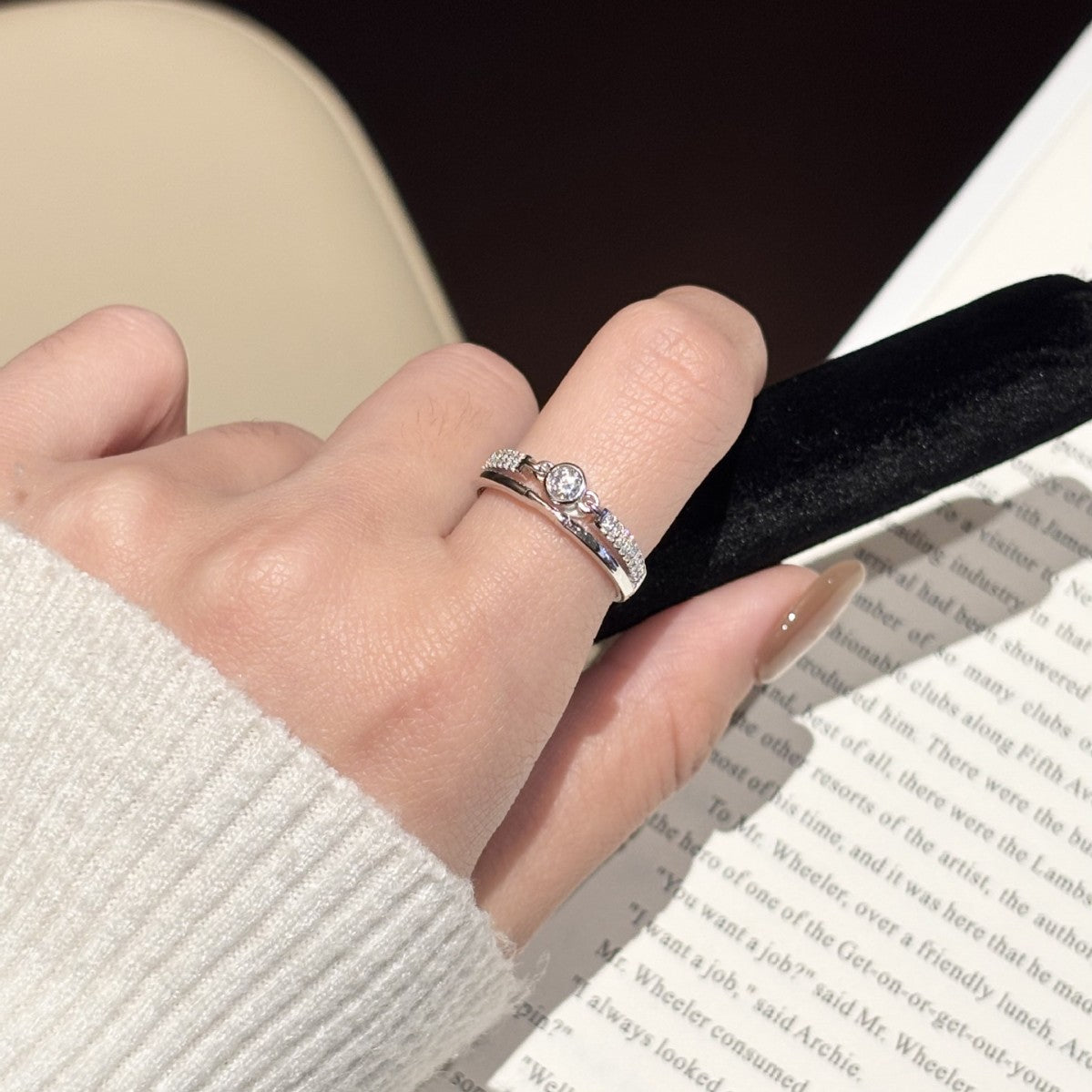 S925 Sterling Silver Moissanite Diamond Ring (PT950 Platinum Plated)