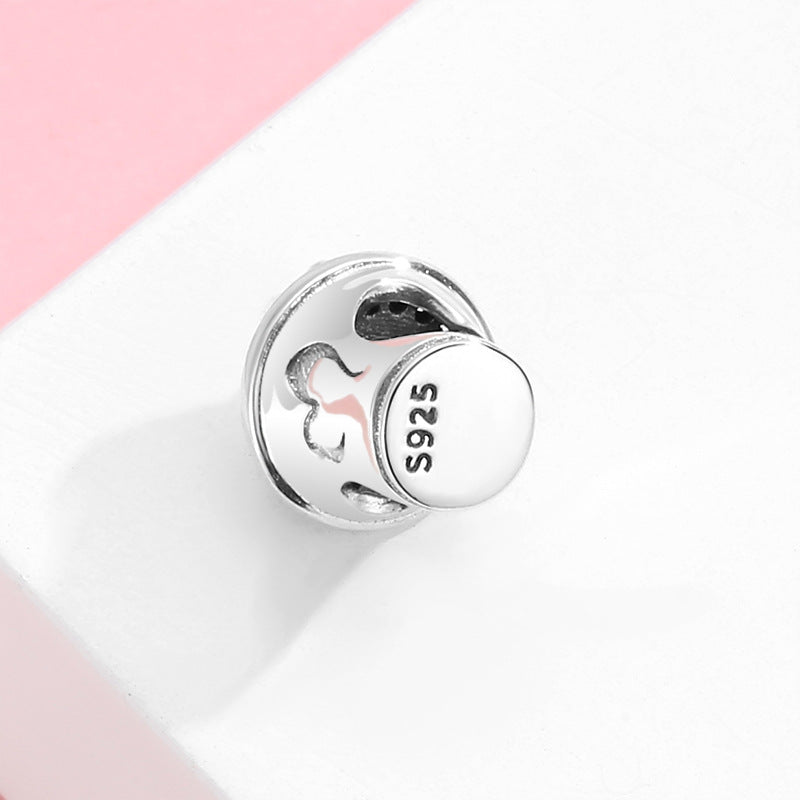 S925 Sterling Silver Champagne Barrel Bead Pendant