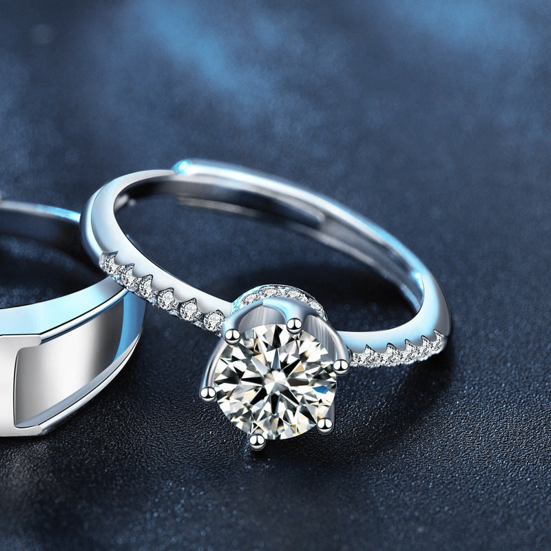 S925 Sterling Silver Crown Moissanite Ring