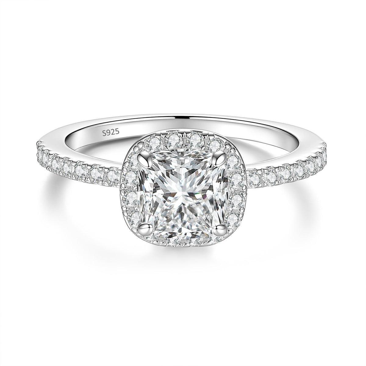 S925 Sterling Silver Square Moissanite Ring
