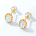 S925 Sterling Silver Gold-Plated Vintage Opal Stud Earrings