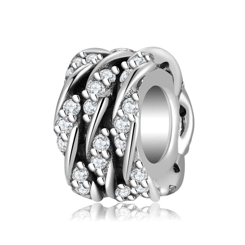 S925 Sterling Silver Hollow Zircon Inlaid Ring Bead Pendant