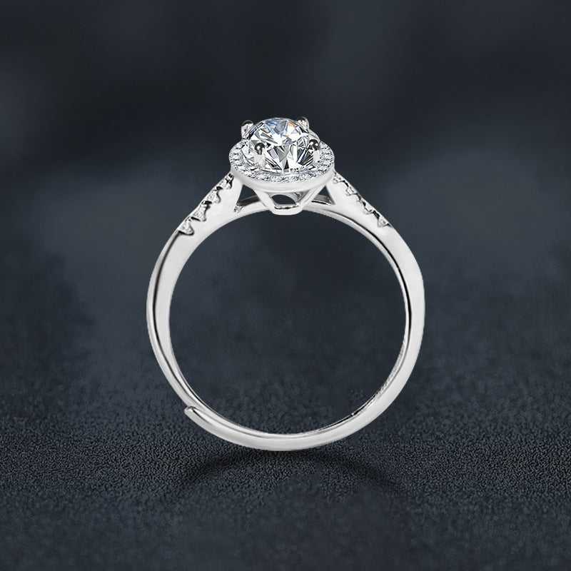 S925 Sterling Silver Oval Moissanite Ring