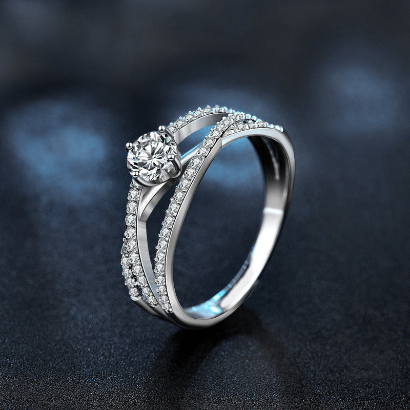 925 Sterling Silver Moissanite Three Lives Three Worlds Promise Ring