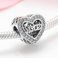 S925 Sterling Silver Inlaid Zircon Hollow Love Beaded Pendant
