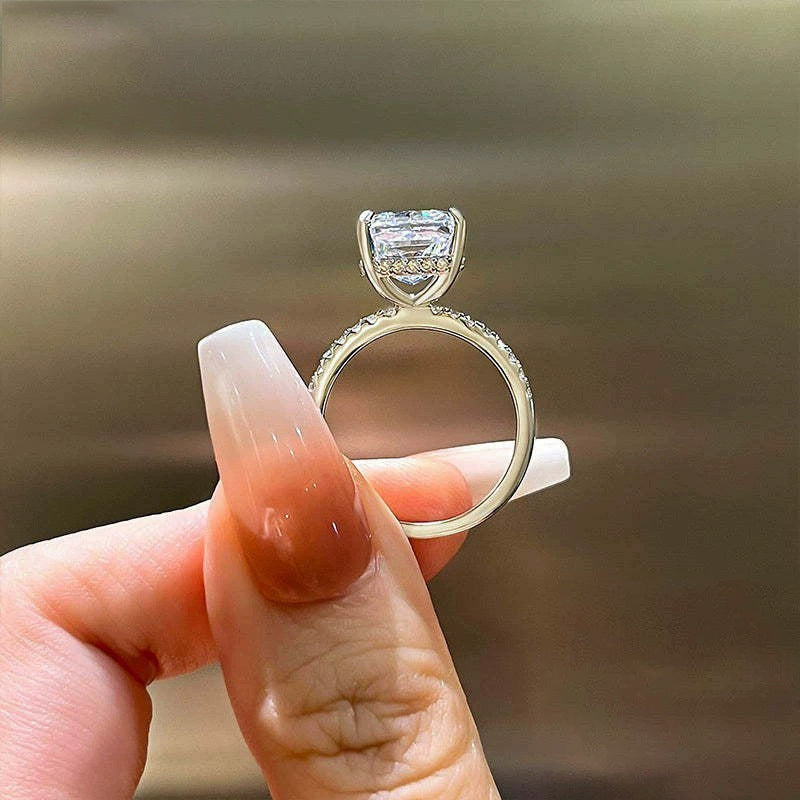 S925 silver set with 7 × 9mm Redeen zircon light luxury ring