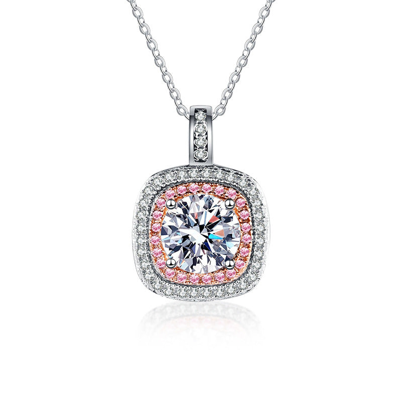 S925 Sterling Silver Moissanite Cube Sugar Pendant Necklace