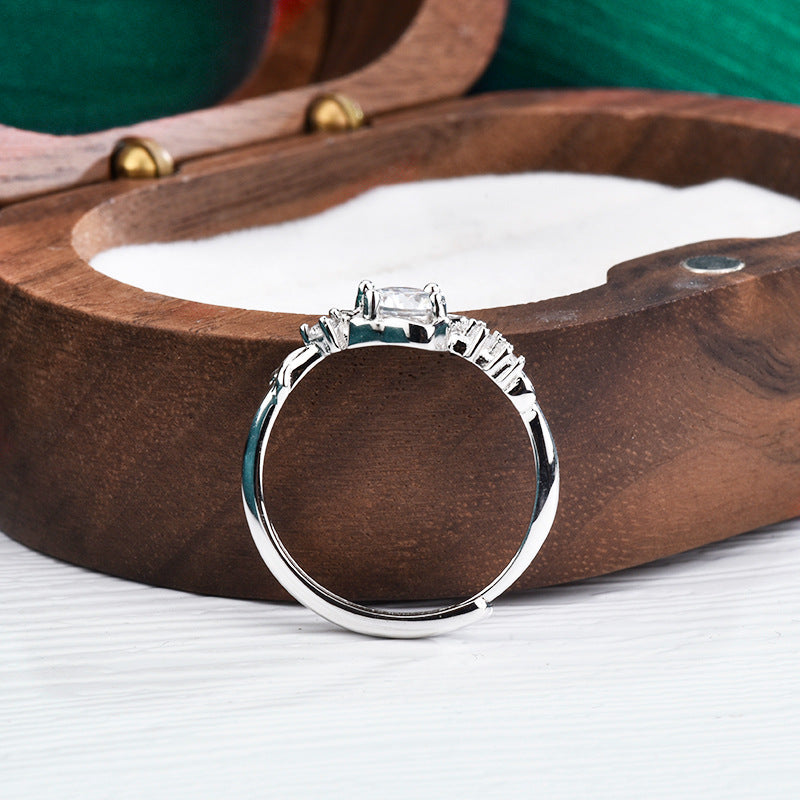 S925 Sterling Silver Moissanite Asterism Guard Ring