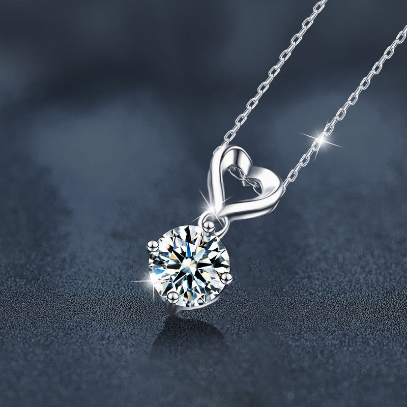 S925 Sterling Silver Classic Love Moissanite Pendant Necklace