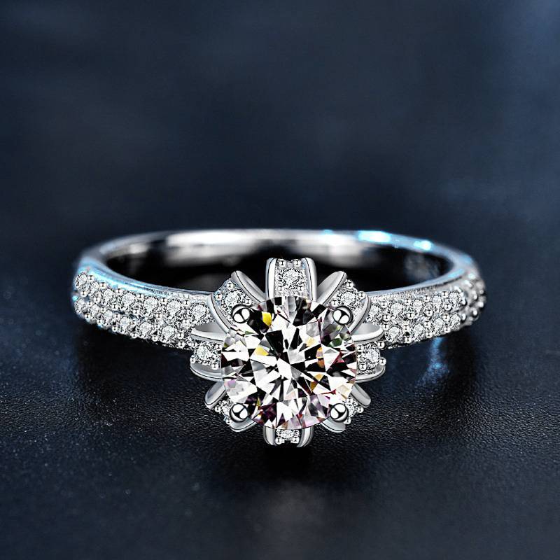 S925 Sterling Silver “Rose Fountain” Moissanite Ring