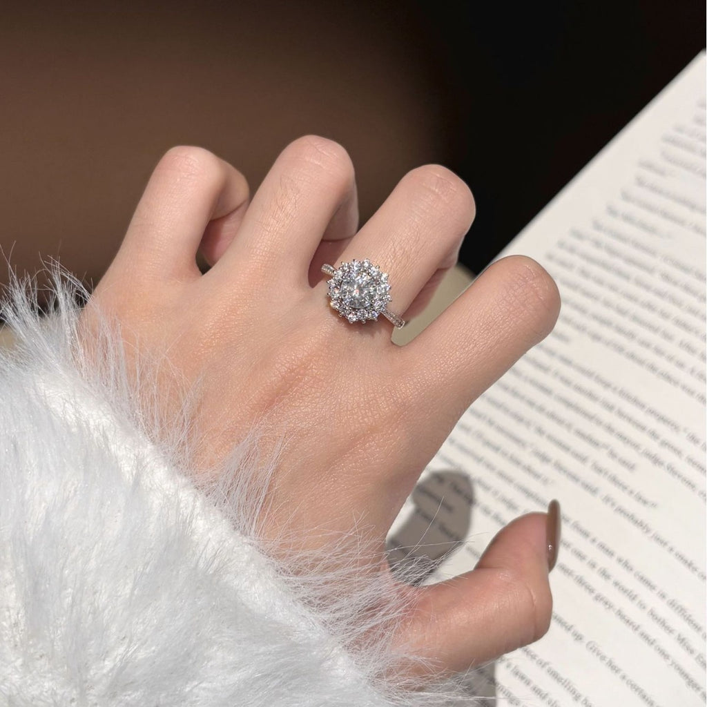 S925 Sterling Silver Colorful Moissanite Ring