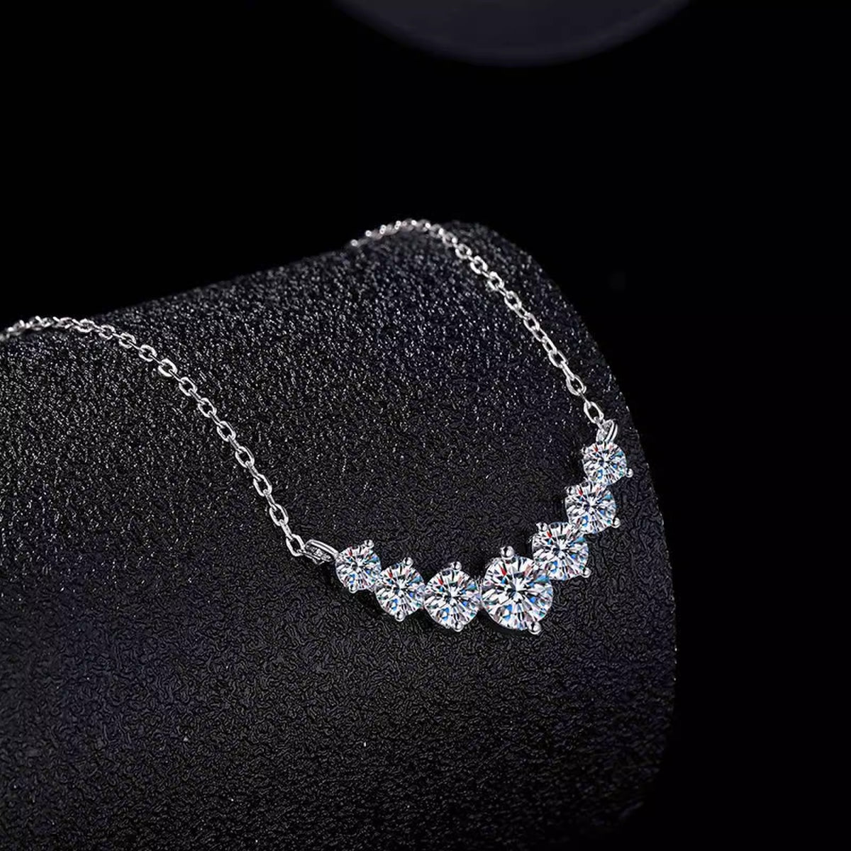 925 Sterling Silver Seven Moissanite Necklace