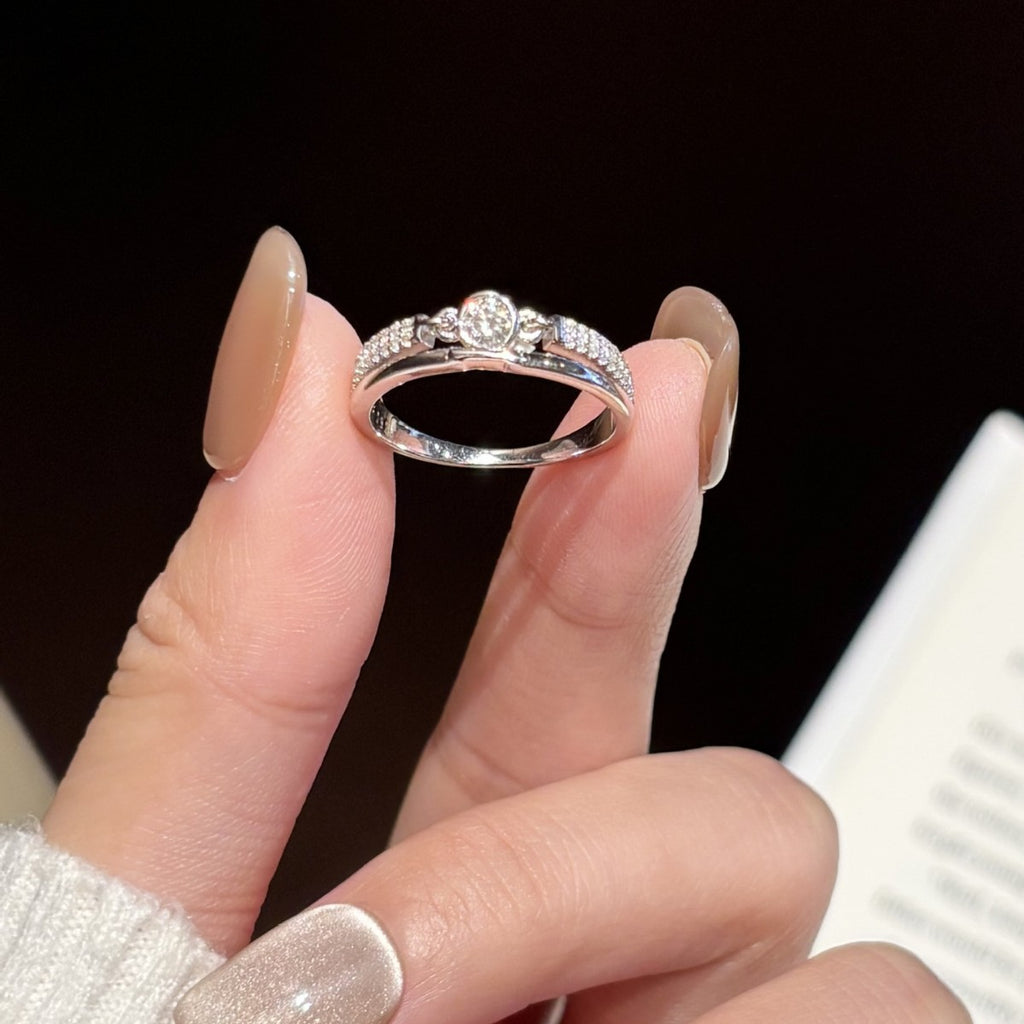 S925 Sterling Silver Moissanite Diamond Ring (PT950 Platinum Plated)