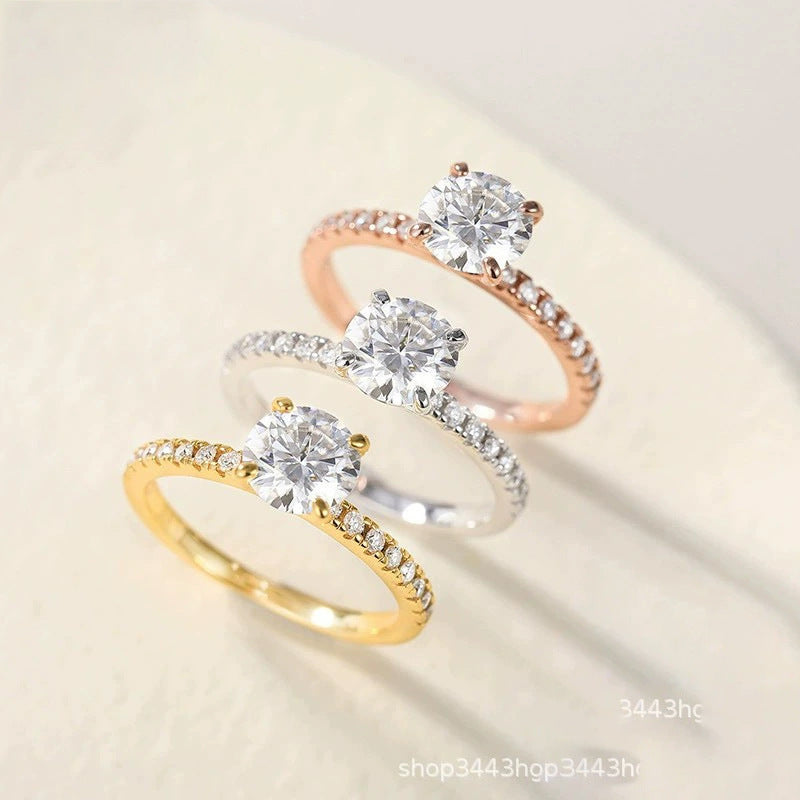 S925 silver four-claw 1.2-carat zircon silver ring