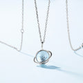 S925 Sterling Silver Universe Star Pendant Inlaid Sky Blue Topaz Necklace