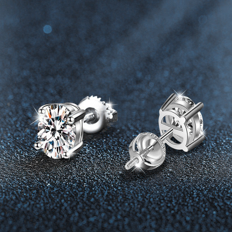 925 Sterling Silver Moissanite Pigeon Egg Spiral Earrings