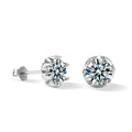 925 Sterling Silver Six-Prong D-Color Moissanite Earrings