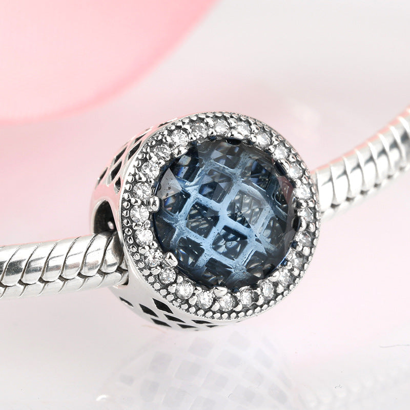 S925 Sterling Silver Beads Classic Color Zircon Snowflake Pendant