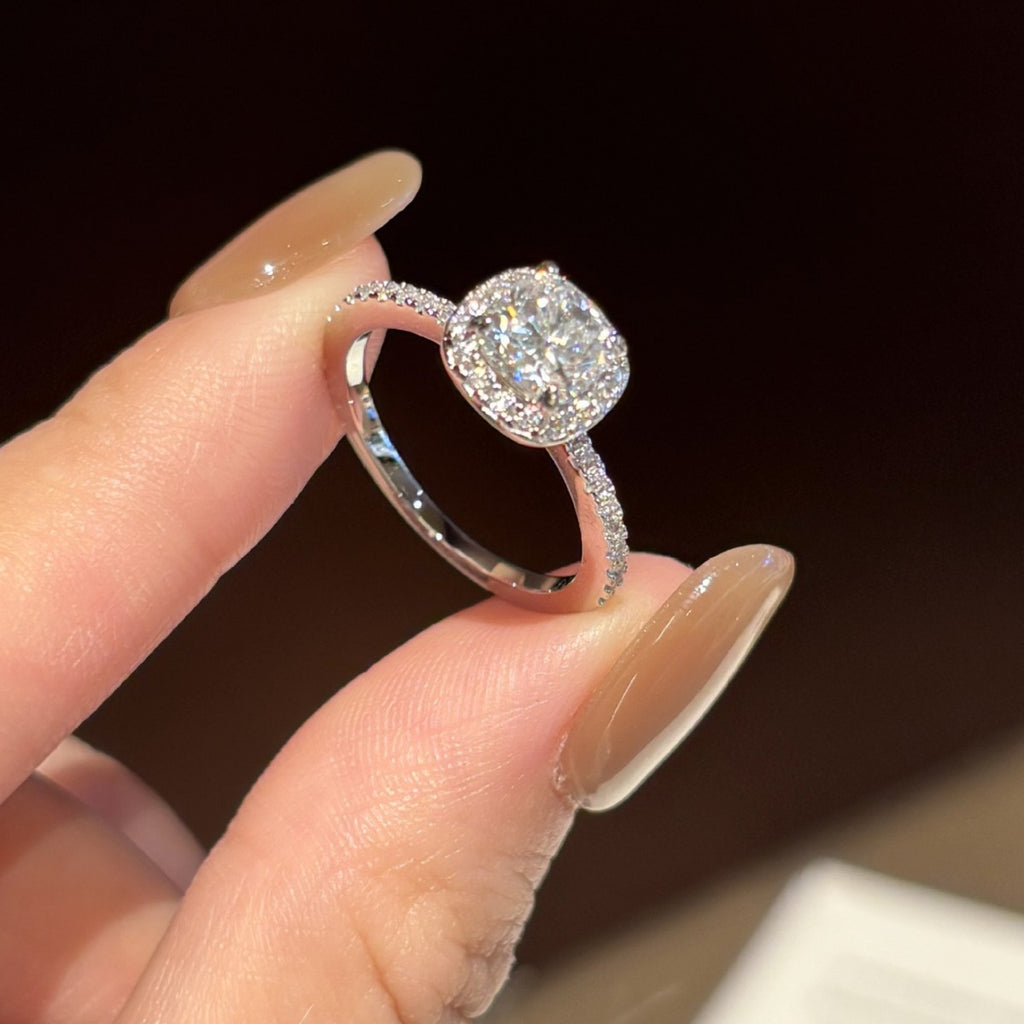 S925 Sterling Silver Square Moissanite Ring