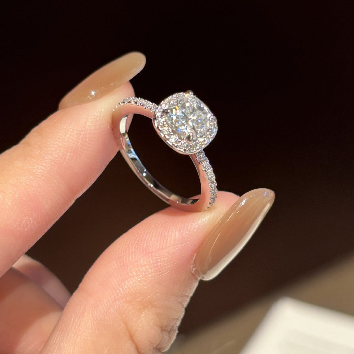 S925 Sterling Silver Square Moissanite Ring