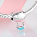 S925 Sterling Silver Pink Blue Enamel Hot Air Balloon Pendant