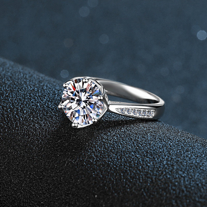 S925 Sterling Silver Large Carat Moissanite Ring