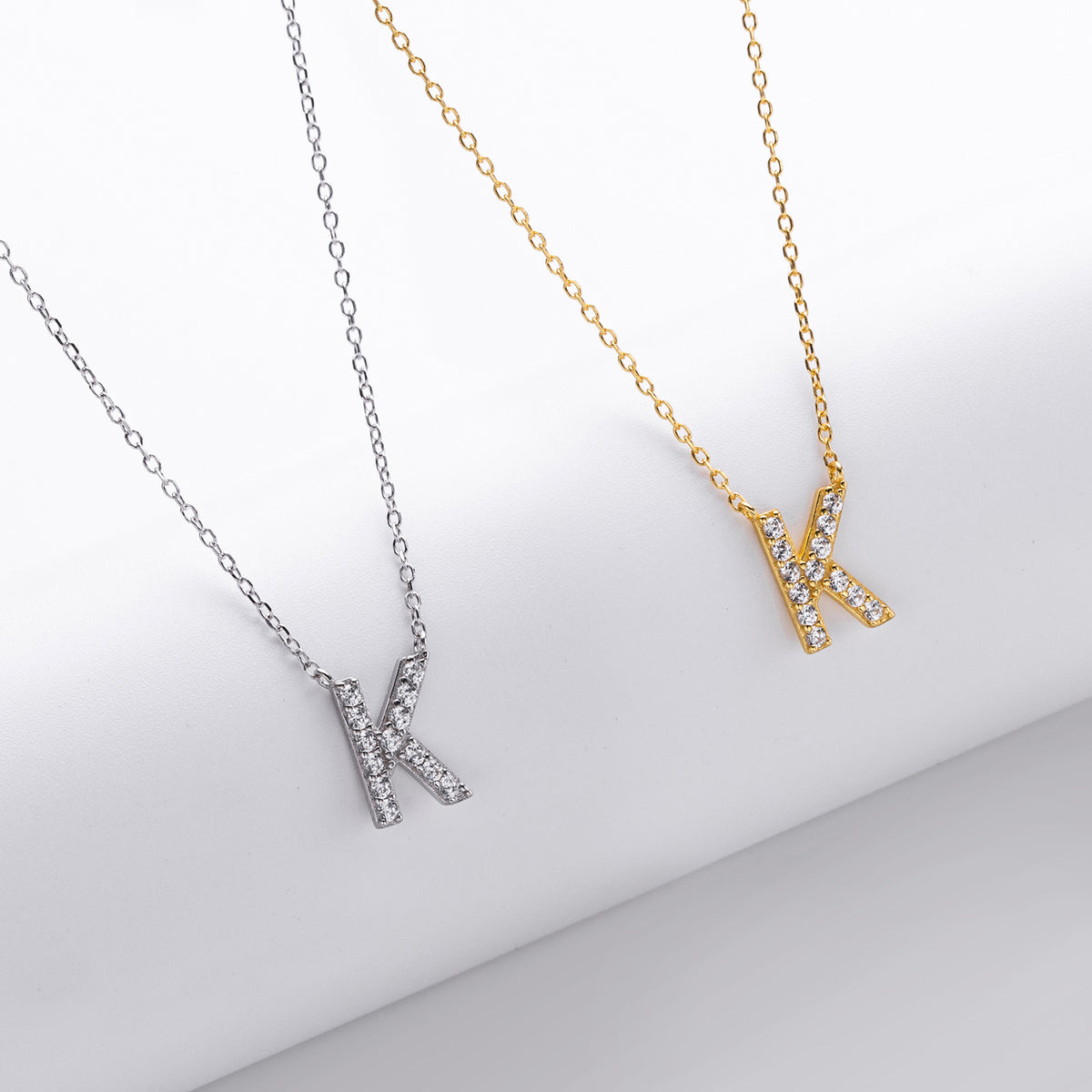 S925 Sterling Silver Simple Diamond Necklace with English Letters