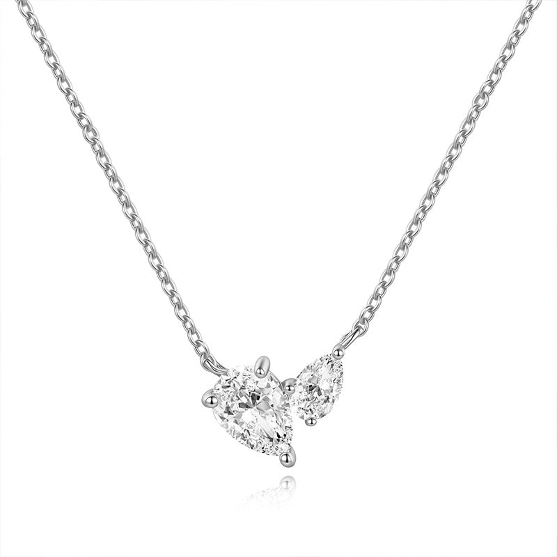S925 sterling silver pear moissanite necklace with water droplets
