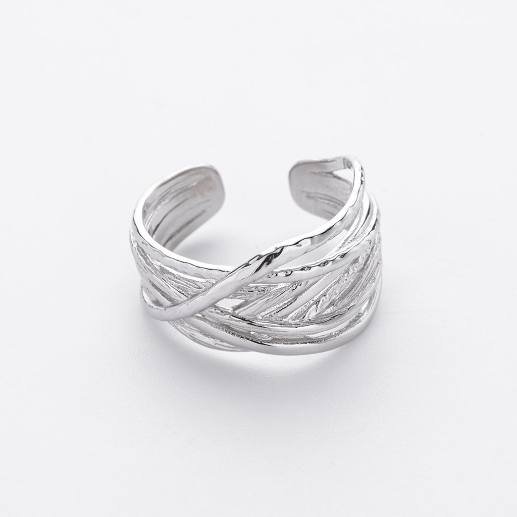 S925 sterling silver ring, stylish and unique irregular multi-layered band