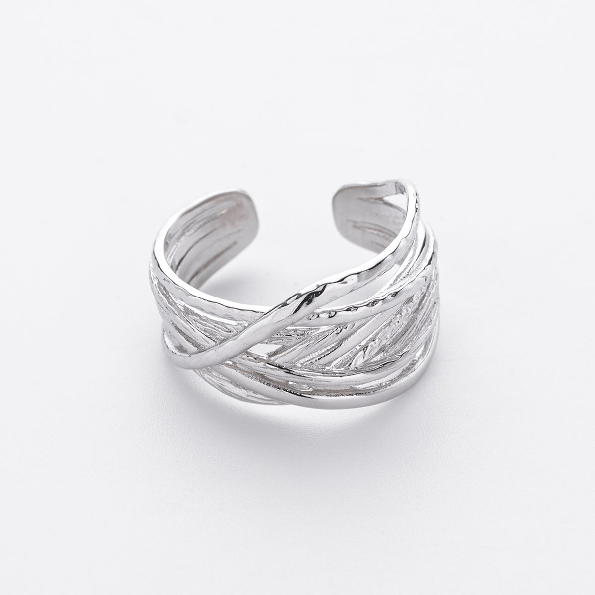 S925 sterling silver ring, stylish and unique irregular multi-layered band