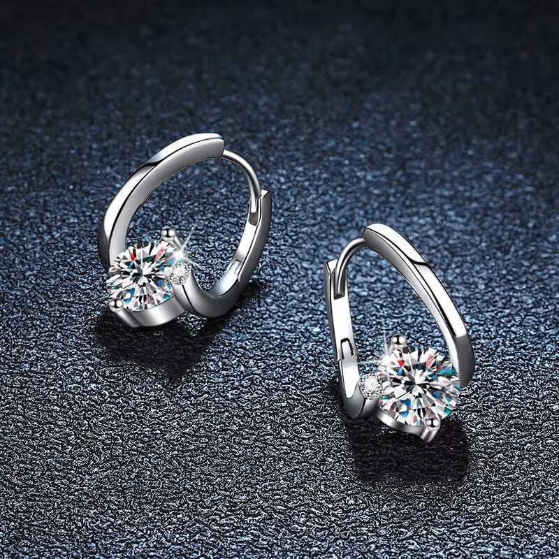 Simple lines 925 sterling silver stud earrings with moissanite