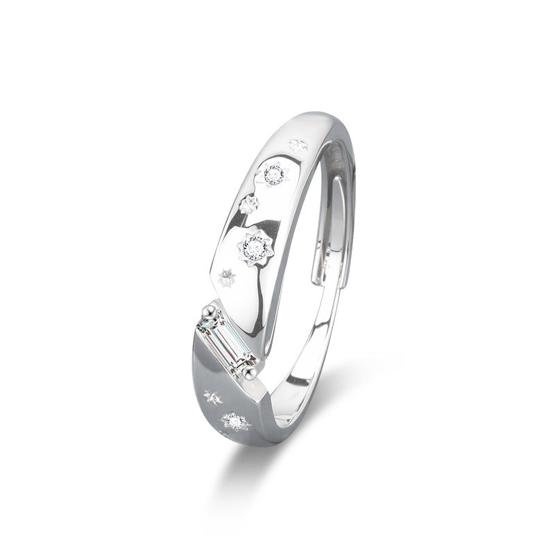 S925 Sterling Silver Moissanite Starry Lovers Ring