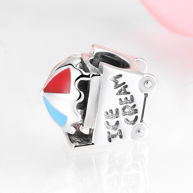 S925 Sterling Silver Ice Cream Car Shape Pendant