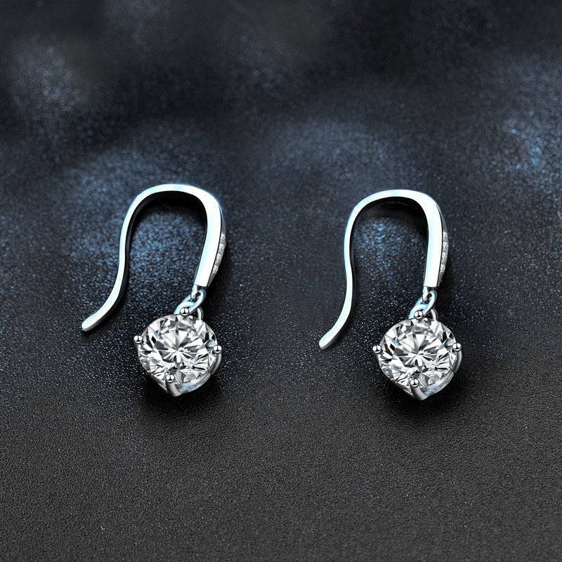 Elegant 925 Sterling Silver Moissanite Hook Earrings