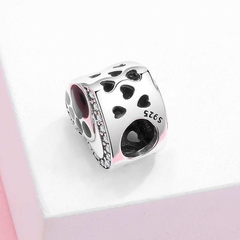 S925 Sterling Silver Plain Dog Paw Print Bead Pendant