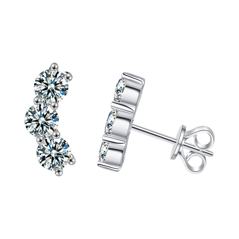 Stylish and elegant 925 sterling silver smiling moissanite stud earrings