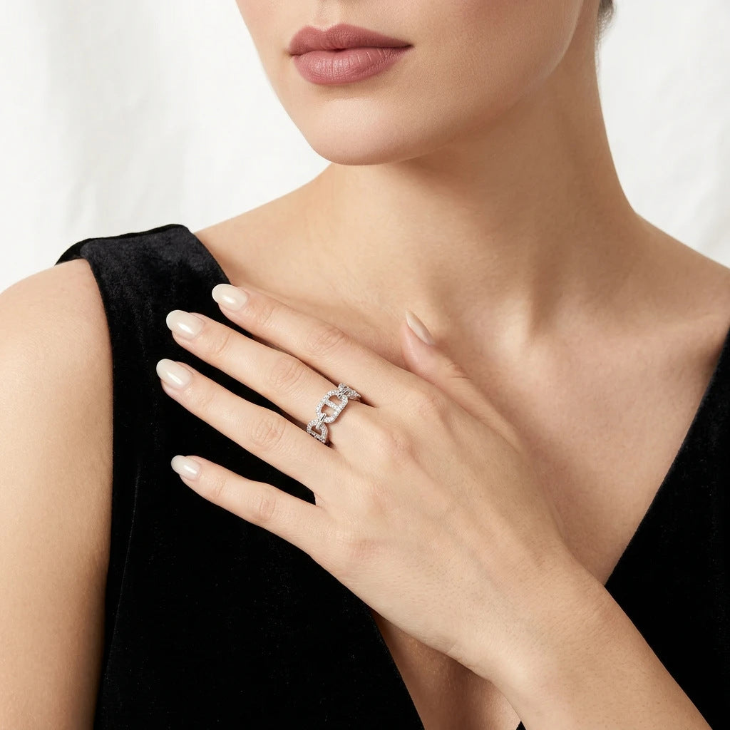S925 Sterling Silver Hip-Hop Style Moissanite Ring
