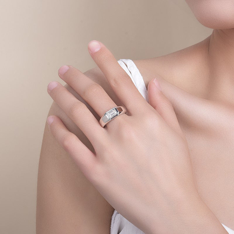 S925 Sterling Silver Moissanite Simple Ring