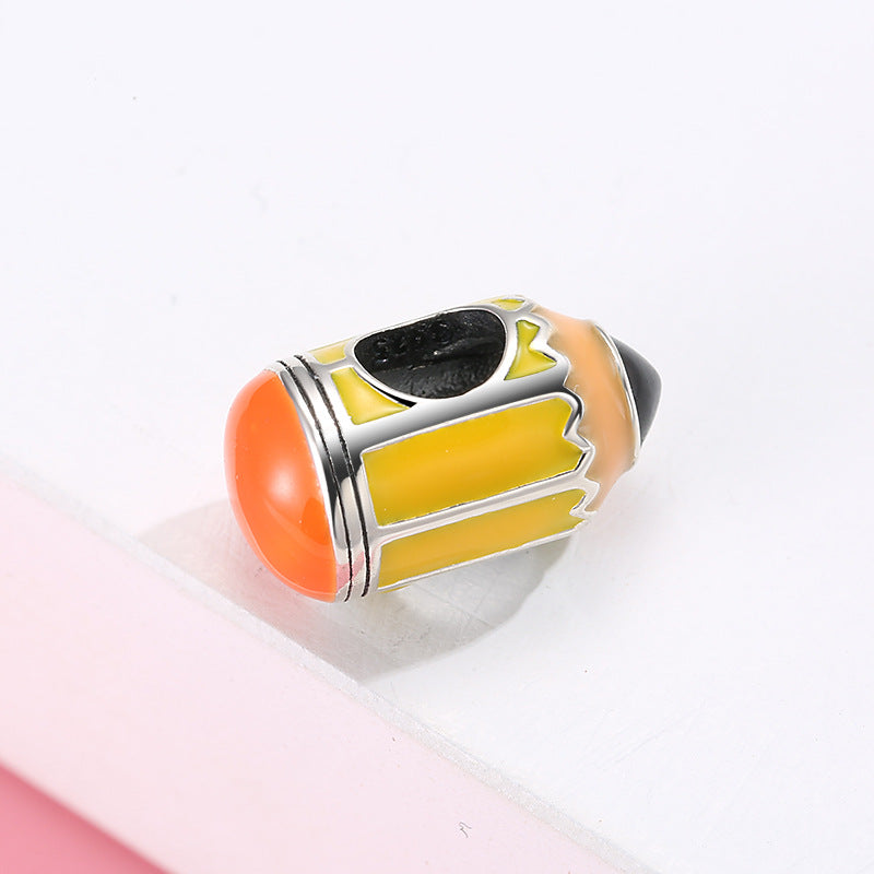 S925 Sterling Silver Pencil Bead Pendant