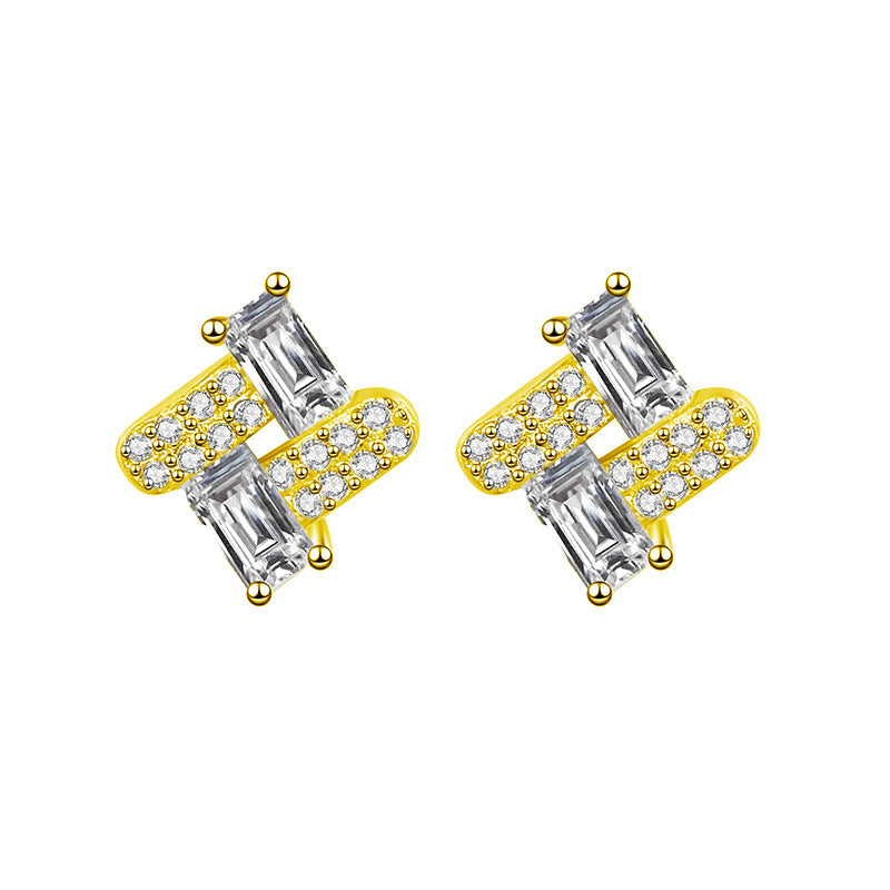 S925 sterling silver rectangular moissanite stud earrings