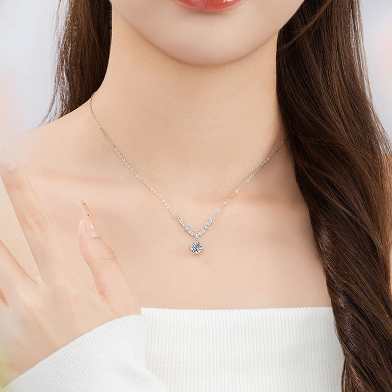 S925 Sterling Silver Moissanite Shining Star River Necklace