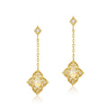 S925 Sterling Silver Gold-Plated Opal-Inlaid Long Stud Earrings