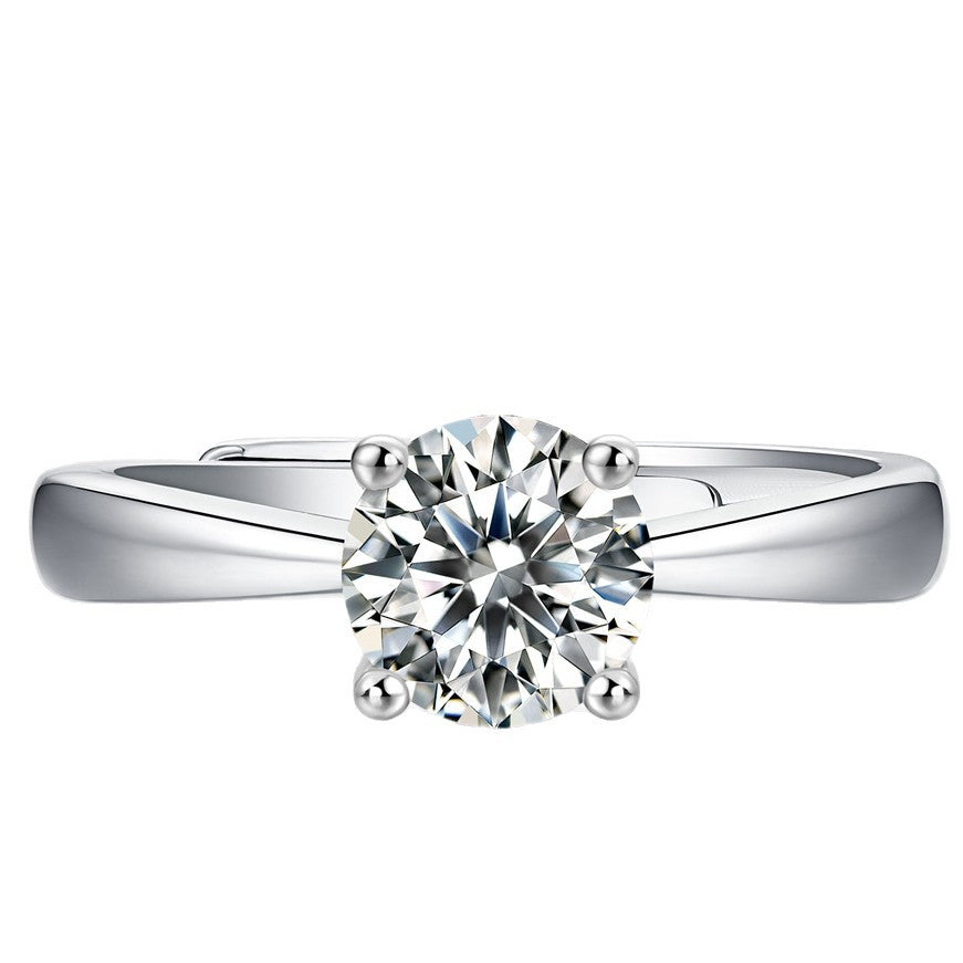 S925 Silver Four-Prong Moissanite Ring
