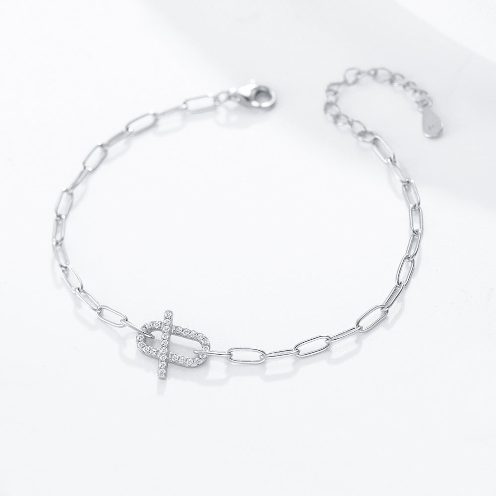 S925 Sterling Silver Geometric Ring Micro Inlaid Zircon Bracelet