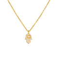 S925 Sterling Silver Fatima Hand Zircon Inlaid Necklace