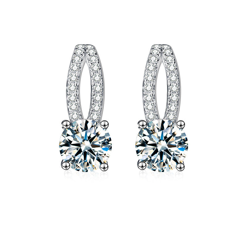 Moissanite Stud Earrings — 925 Sterling Silver, Sophisticated & Minimalist Style, Four-Prong Setting