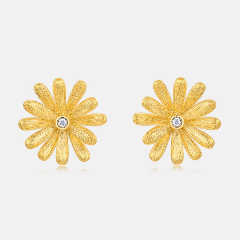 S925 Sterling Silver Daisy Zircon Inlaid Earrings