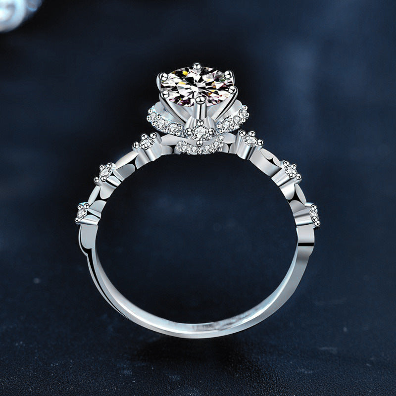 S925 Sterling Silver Moissanite Bridal Bouquet Ring